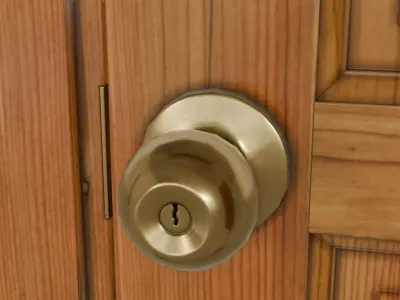 Wooden Varnished Door Low-poly 3D model