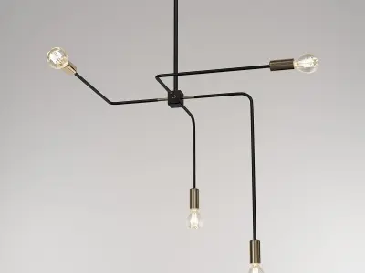 ODDER modern chandelier with three light bulbs 3D model