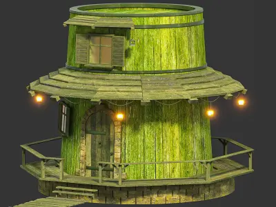 Cartoon house  Low-poly 3D model