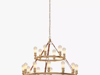 Huxley 18 Light 44 Inch Vintage Brass Chandelier 3D model