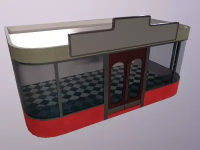 diner store with checkered floor Low-poly 3D model