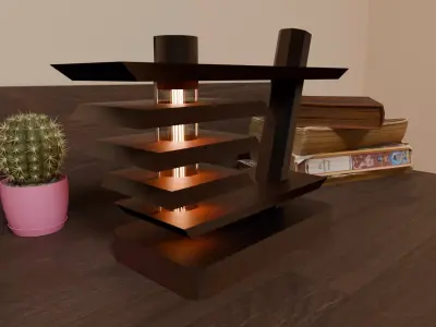 Funk Wood Steps Lamp with Edison Bulb Low-poly 3D model