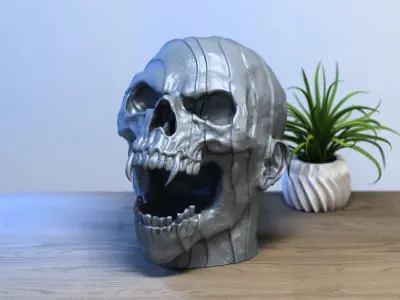 Scream Skull Headphone Stand Cyborg Headset Stand 3D print model