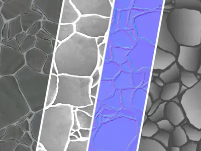 No09 Slate Floor Stone - PBR - 4K - PNG - Seamless Low-poly 3D model