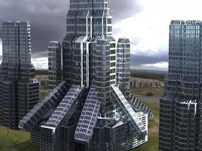Cyberpunk Tower Grid politicians tower 2 designs 3D model