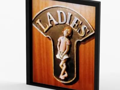 Funny Ceramic Relief Toilet Signs Ladies and Gents 3D model