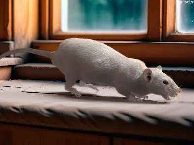  Running White Rat Fur Animated Rigged 