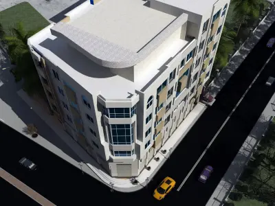 Residential Building with all street environment  3D model
