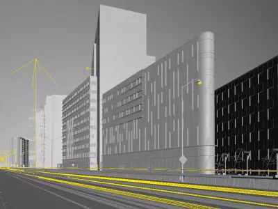 3d buildings city with tall and lines 3D model