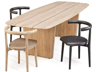 Dining Set Baxter Nairobi Table and Himba Chair Low-poly 3D model