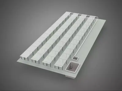 LAYOUT PARALLEL ROWS PLANT CROP FARM MODERN CULTIVATION FACTORY 3D model