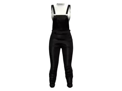Shiny Leather Coveralls Overalls With Suspenders Low-poly 3D model