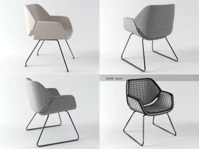 Gap set of four chairs with legs 3D model