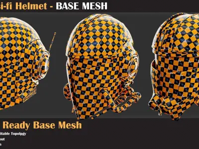 15 Sci-Fi Helmet BASE MESH - VOL 26   3D model