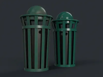 Street Trash Can 8 PBR Game Ready Low-poly 3D model