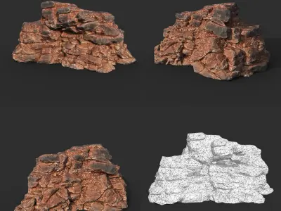 Low poly Black Yellow Desert Rock B 211120 Low-poly 3D model