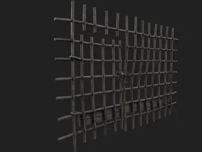 Metal Grid with Gate Low-poly 3D model