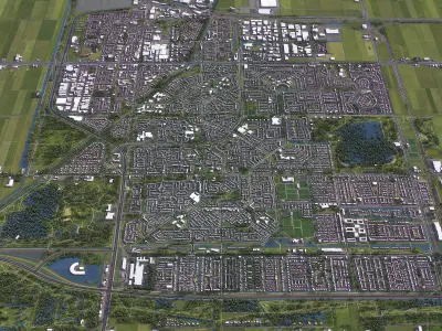 Haarlemmermeer - 3D City Model Low-poly 3D model