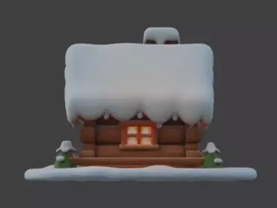 Cartoon Christmas Gingerbread House 3D Model Low-poly 3D model