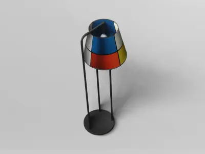 Modern Floor Lamp with Colorful Geometric Shade 3D model
