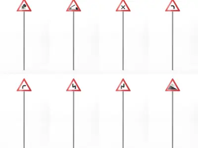 268 German Traffic Road Signs Pack DE Low-poly 3D model Low-poly 3D model