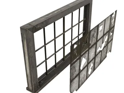 broken window - modular Low-poly 3D model