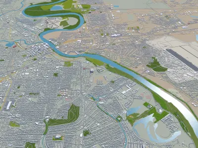 Shreveport Louisiana USA 40km Low-poly 3D model