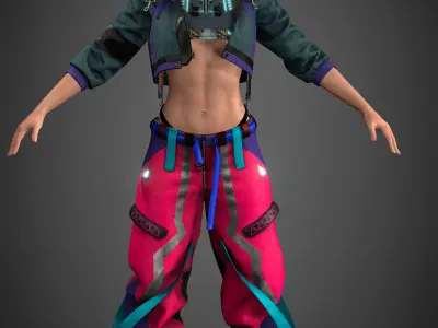 CyberPunk Girl Low-poly 3D model