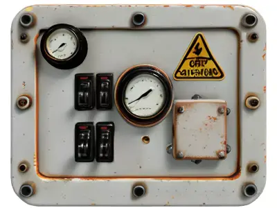 Rusted Industrial Electrical Control Panel Low-poly 3D model