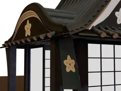Japanese House Lowpoly Isometric Low-poly 3D model