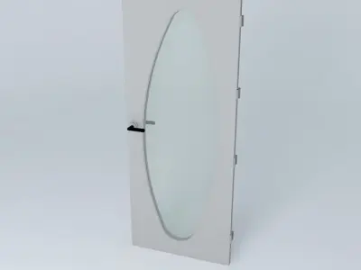 Letter O 3D door very detail with glass lock and hinger Free 3D model