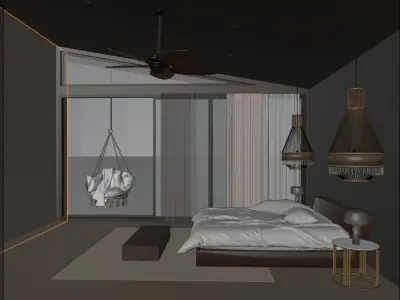 Indoor design rendering 3D model