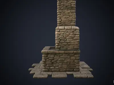 Medieval Stone Blacksmith Forge and Hearth Low-poly 3D model