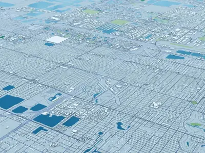 Miami with terrain 3D model