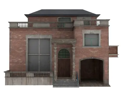 Detailed Realistic 4K Old House Include interior Texture Low-poly 3D model