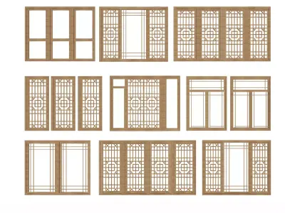 modern windows glass Sliding Architecture 3D model 28