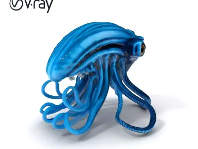 Futuristic Robotic Cephalopod Model Pack Low-poly 3D model