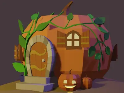 Pumpkin Cottage Low-poly 3D model