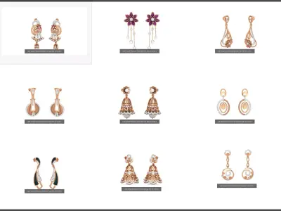 9 Light weight Diamond Drops Earrings 3dm stl renders 3D Model Pack