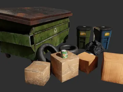 Urban Trash Pack Low-poly 3D model