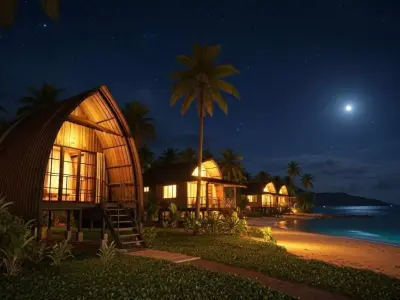 Rust Metal Arched Cabin on Stilts - Tropical Curved Steel Hut Low-poly 3D model