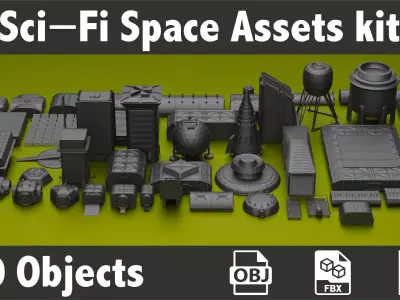 3D Sci-Fi Space Assets kit 3D model
