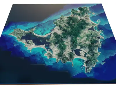 Saint Martin island full 3d model terrain 3D model