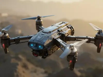 Futuristic Drone 3D Model  Game-Ready PBR  Sci-Fi Asset Low-poly 3D model
