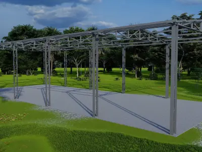 Metal Truss Shed 3D model