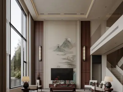 Villa interior scene 3D model