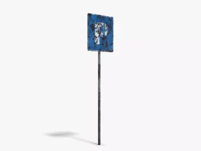 Damaged Parking Sign Low-poly 3D model