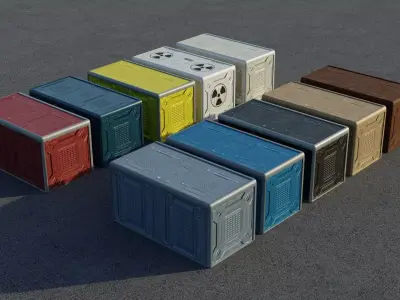 Sci fi box 3D model only 192 polygons 10 different colors Low-poly 3D model