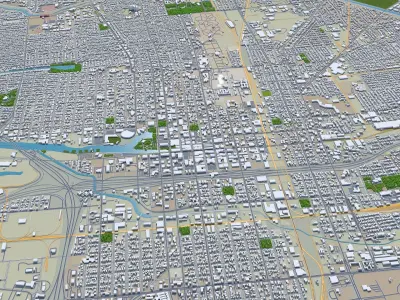 Stockton California USA 40km Low-poly 3D model