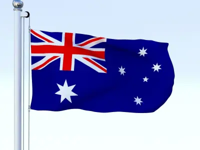Animated Australian Flag Low-poly 3D model